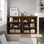 Étagère à 3 niveaux de style milieu de siècle, Rangement cubes entrecroisés avec kit anti-basculement, Organisateur rétro pour salon, bureau à domicile
