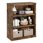 Étagère à 3 niveaux de style milieu de siècle, Rangement cubes entrecroisés avec kit anti-basculement, Organisateur rétro pour salon, bureau à domicile