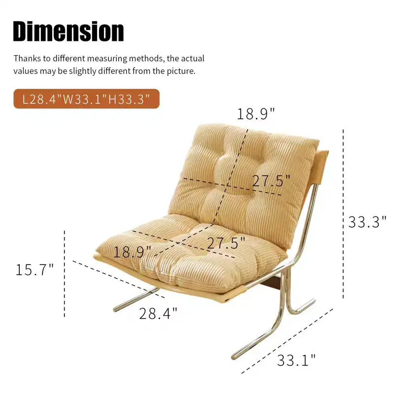 Oversized Modern Accent Chair for Living Room & Home Office - Chrome Metal Frame