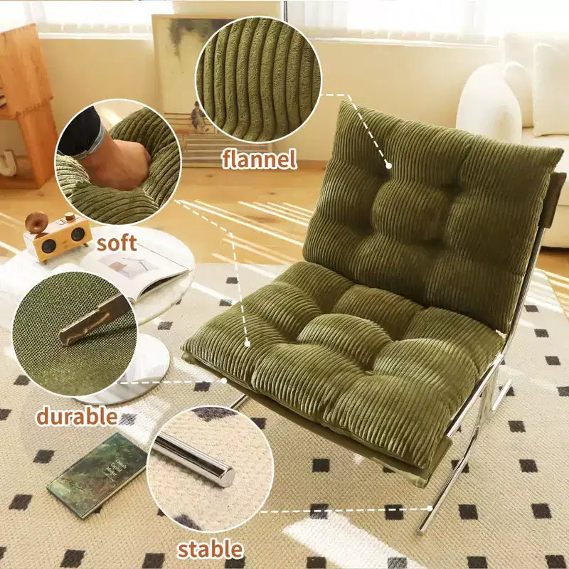 Oversized Modern Accent Chair for Living Room & Home Office - Chrome Metal Frame