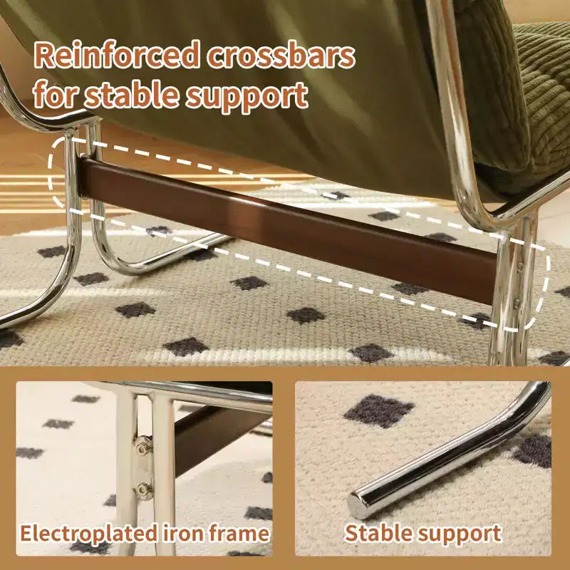 Oversized Modern Accent Chair for Living Room & Home Office - Chrome Metal Frame