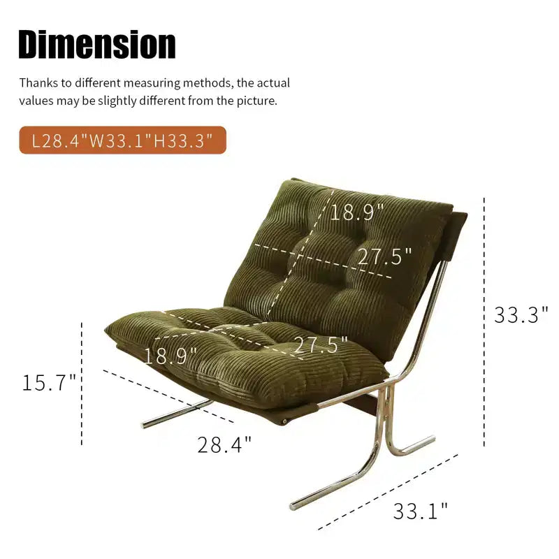 Oversized Modern Accent Chair for Living Room & Home Office - Chrome Metal Frame
