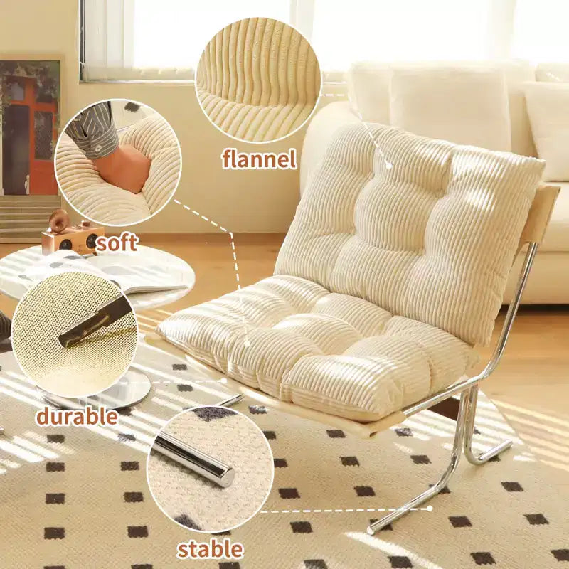 Oversized Modern Accent Chair for Living Room & Home Office - Chrome Metal Frame