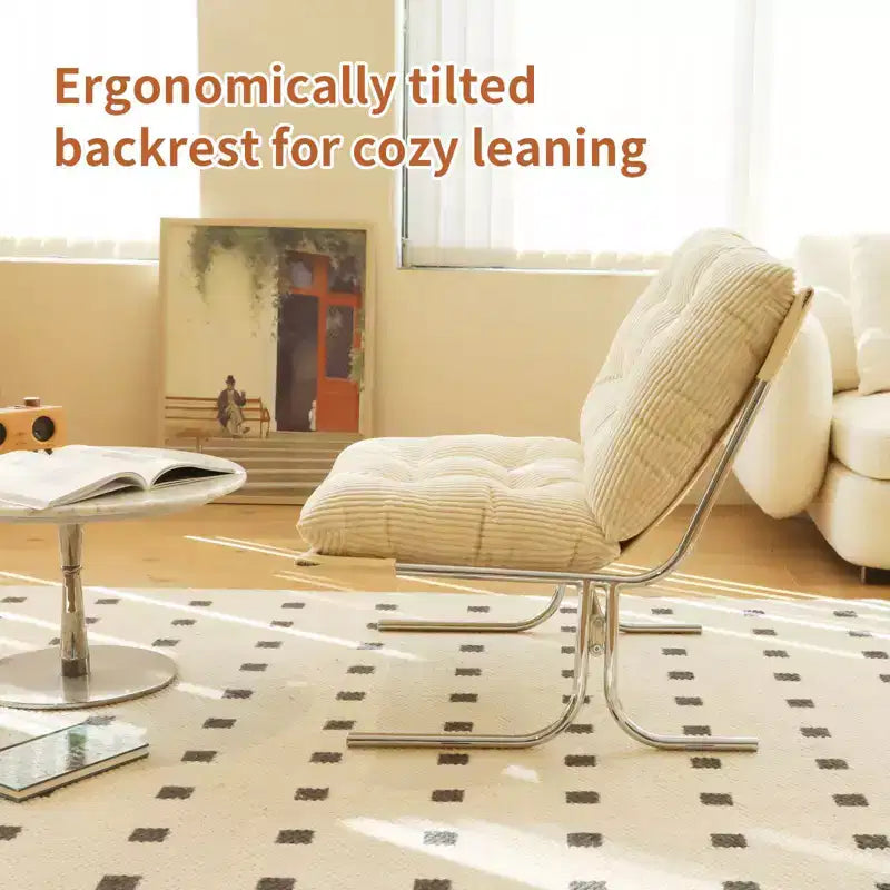 Oversized Modern Accent Chair for Living Room & Home Office - Chrome Metal Frame