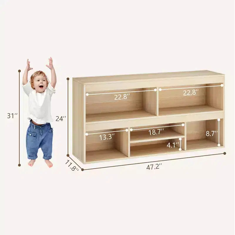 Kids Toy Storage Organizer with 5 Storage Cubbies, Toy Organizers W/Drawer, Kids Bookshelf and Toy Storage for Playroom, Bedroom, Kids Room, Classroom