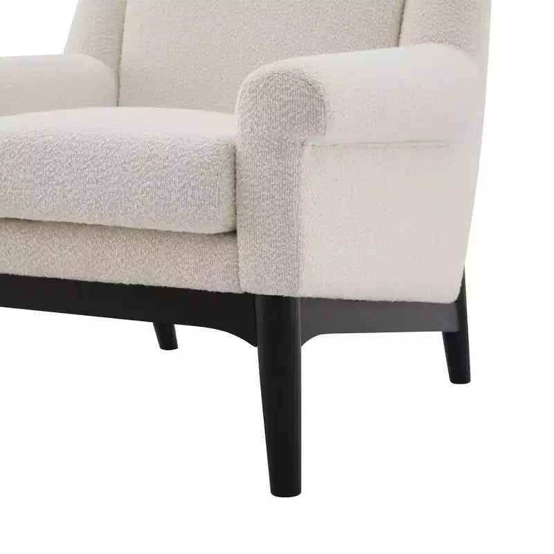 Fauteuil d'appoint Whisen avec accoudoirs évasés sculpturaux et cadre en bois massif, fauteuil de salon rembourré moderne incliné, fauteuil de lecture ergonomique