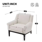 Fauteuil d'appoint Whisen avec accoudoirs évasés sculpturaux et cadre en bois massif, fauteuil de salon rembourré moderne incliné, fauteuil de lecture ergonomique
