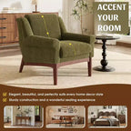 Fauteuil d'appoint Whisen avec accoudoirs évasés sculpturaux et cadre en bois massif, fauteuil de salon rembourré moderne incliné, fauteuil de lecture ergonomique