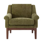 Fauteuil d'appoint Whisen avec accoudoirs évasés sculpturaux et cadre en bois massif, fauteuil de salon rembourré moderne incliné, fauteuil de lecture ergonomique