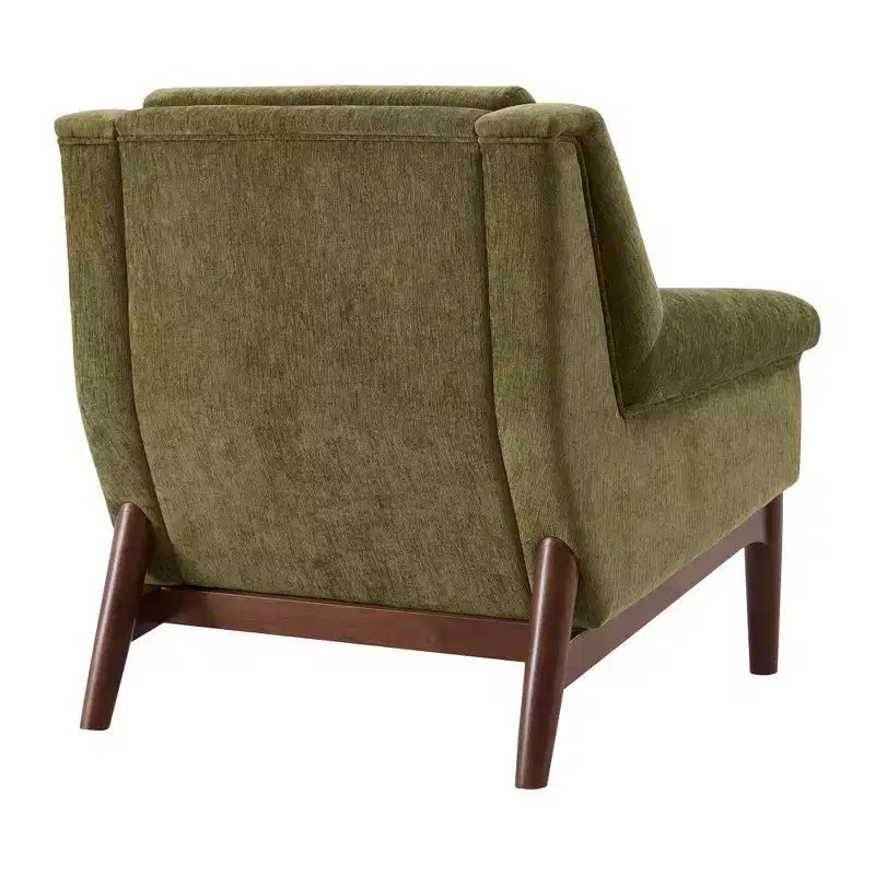Fauteuil d'appoint Whisen avec accoudoirs évasés sculpturaux et cadre en bois massif, fauteuil de salon rembourré moderne incliné, fauteuil de lecture ergonomique