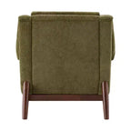 Fauteuil d'appoint Whisen avec accoudoirs évasés sculpturaux et cadre en bois massif, fauteuil de salon rembourré moderne incliné, fauteuil de lecture ergonomique