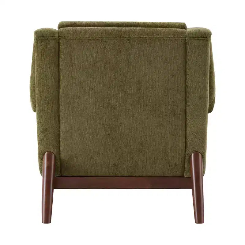 Fauteuil d'appoint Whisen avec accoudoirs évasés sculpturaux et cadre en bois massif, fauteuil de salon rembourré moderne incliné, fauteuil de lecture ergonomique