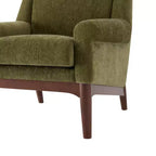 Fauteuil d'appoint Whisen avec accoudoirs évasés sculpturaux et cadre en bois massif, fauteuil de salon rembourré moderne incliné, fauteuil de lecture ergonomique