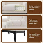 Fauteuil d'appoint Whisen avec accoudoirs évasés sculpturaux et cadre en bois massif, fauteuil de salon rembourré moderne incliné, fauteuil de lecture ergonomique