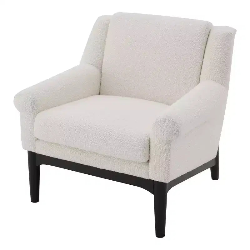 Fauteuil d'appoint Whisen avec accoudoirs évasés sculpturaux et cadre en bois massif, fauteuil de salon rembourré moderne incliné, fauteuil de lecture ergonomique