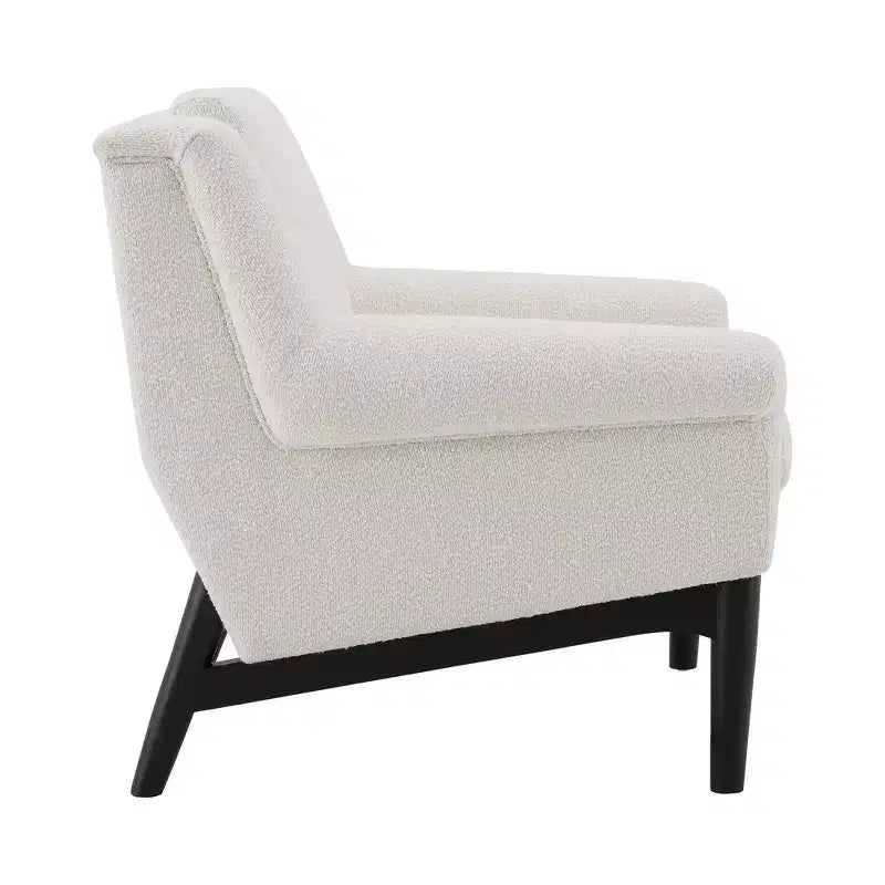 Fauteuil d'appoint Whisen avec accoudoirs évasés sculpturaux et cadre en bois massif, fauteuil de salon rembourré moderne incliné, fauteuil de lecture ergonomique