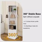 Meuble de rangement pivotant à 360° avec miroir pleine longueur, tour de rangement rotative avec 6 étagères et crochets