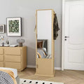 360 Rotating Storage Cabinet with Full-Length Mirror, Rotating Storage Tower with 6 Shelves & Hooks