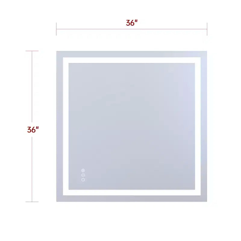 SUMERAIN Miroir de salle de bain mural incassable 36x36, miroir de courtoisie antibuée ETL 90CRI avec fonction mémoire