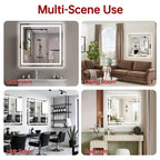 SUMERAIN Miroir de salle de bain mural incassable 36x36, miroir de courtoisie antibuée ETL 90CRI avec fonction mémoire