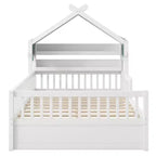 Lit de maison en bois GDFStudio Castillo avec étagère de tête de lit de rangement