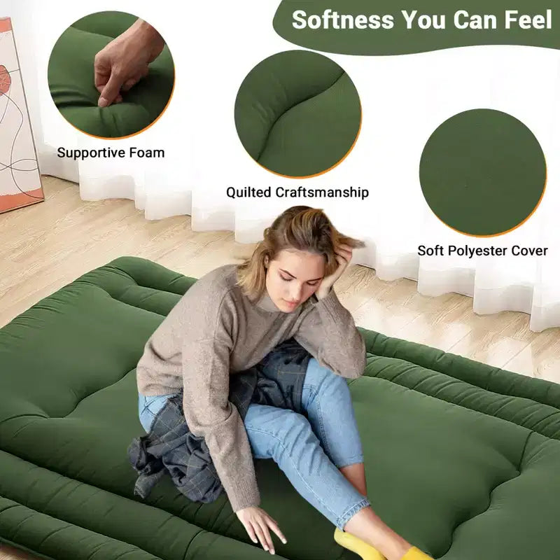 Matelas de sol portable enroulable, lit d'appoint futon japonais et matelas de camping pliable
