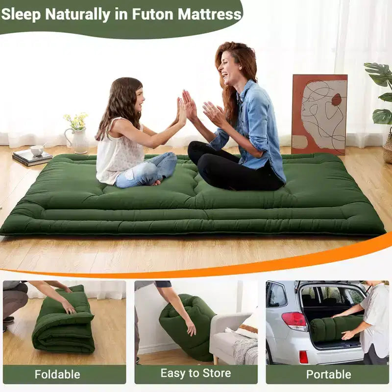 Matelas de sol portable enroulable, lit d'appoint futon japonais et matelas de camping pliable