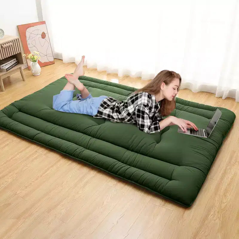 Portable Roll-Up Floor Mattress, Japanese Futon Guest Bed & Foldable Camping Sleeping Pad