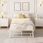 Lit gigogne escamotable simple avec roulettes verrouillables, cadre de lit pliant en métal robuste, peu encombrant pour salon, chambre, chambre d'amis, blanc
