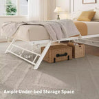 Lit gigogne escamotable simple avec roulettes verrouillables, cadre de lit pliant en métal robuste, peu encombrant pour salon, chambre, chambre d'amis, blanc