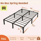 No-Screw Metal Platform Bed Frame, Heavy Duty Steel Slats, Easy Disassembly, 16 Inch Under Bed Storage, No Box Spring Needed