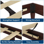 Queen Size Wooden Bed Frame, 9 Inch Sturdy Wood Platform with Wood Slats, Noise-Free, Easy Assembly, No Box Spring Needed, Dark Walnut (No Headboard)