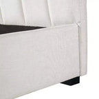 King Size Upholstered Platform Bed Frame with Soft Thick Cushioned Headboard, Beige - ModernLuxe