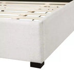 King Size Upholstered Platform Bed Frame with Soft Thick Cushioned Headboard, Beige - ModernLuxe