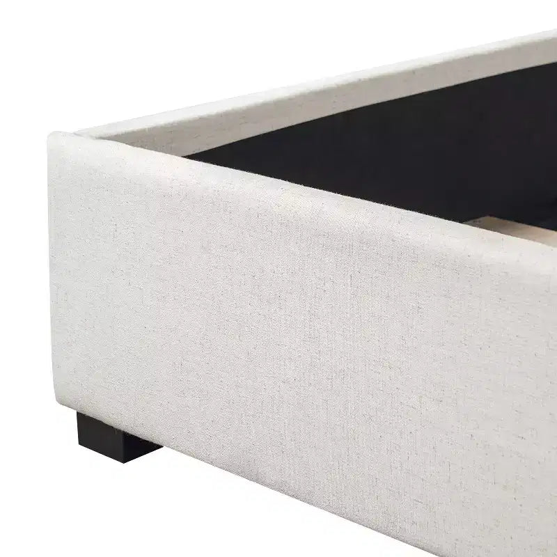 King Size Upholstered Platform Bed Frame with Soft Thick Cushioned Headboard, Beige - ModernLuxe