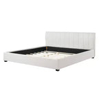 King Size Upholstered Platform Bed Frame with Soft Thick Cushioned Headboard, Beige - ModernLuxe