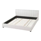 King Size Upholstered Platform Bed Frame with Soft Thick Cushioned Headboard, Beige - ModernLuxe
