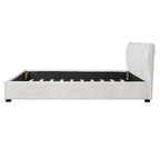 King Size Upholstered Platform Bed Frame with Soft Thick Cushioned Headboard, Beige - ModernLuxe