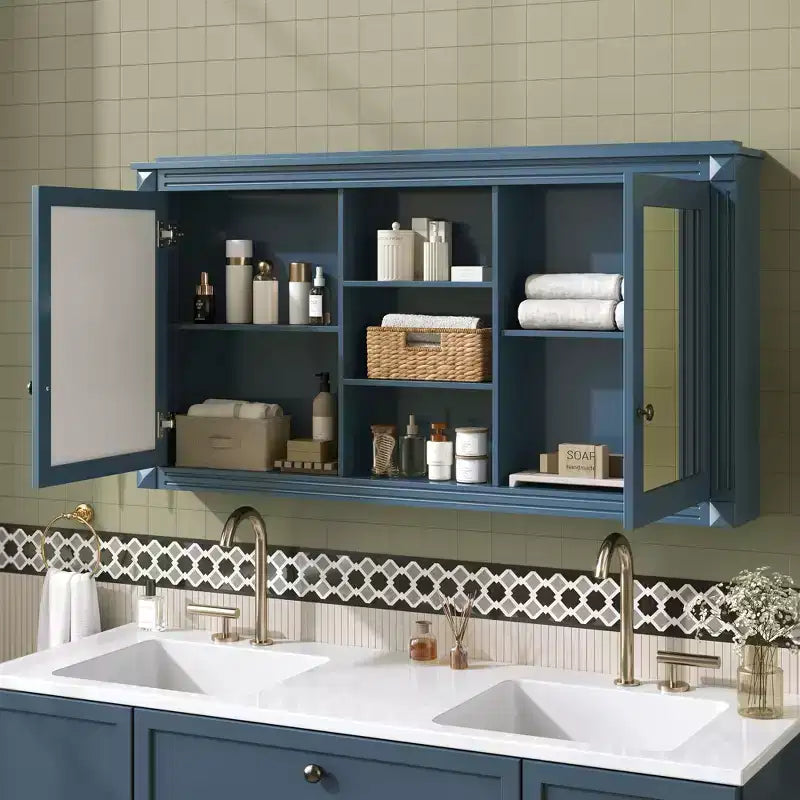 GDFStudio Jasiah 55 Armoire de toilette murale moderne 2-en-1 avec étagères réglables