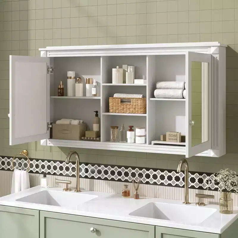 GDFStudio Jasiah 55 Armoire de toilette murale moderne 2-en-1 avec étagères réglables