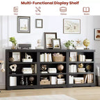 Bibliothèque à 2/3 niveaux, Étagère de style ferme avec tablettes réglables, Meuble de rangement ouvert et Design antidérapant pour Bureau, Bibliothèque et Salon