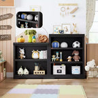 Bibliothèque à 2/3 niveaux, Étagère de style ferme avec tablettes réglables, Meuble de rangement ouvert et Design antidérapant pour Bureau, Bibliothèque et Salon