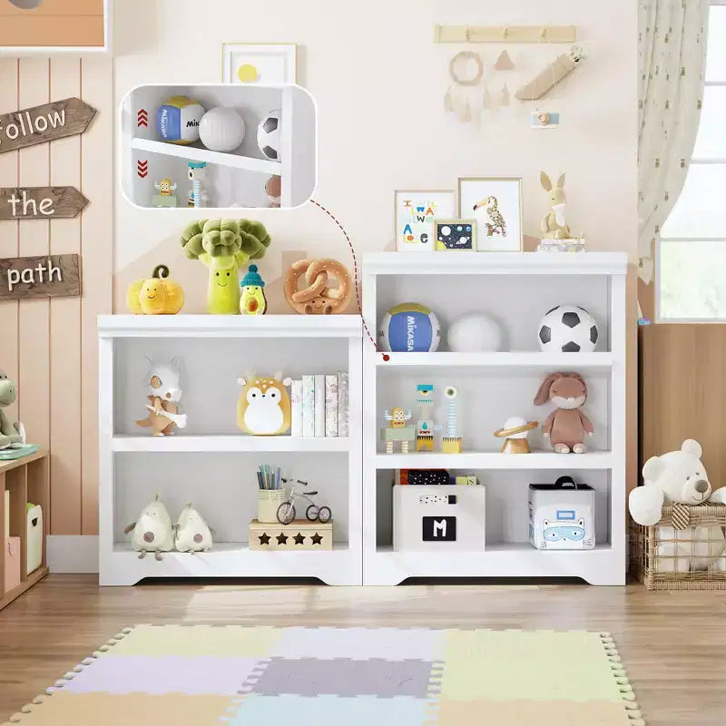 Bibliothèque à 2/3 niveaux, Étagère de style ferme avec tablettes réglables, Meuble de rangement ouvert et Design antidérapant pour Bureau, Bibliothèque et Salon