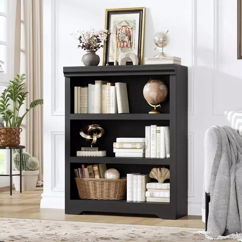Bibliothèque à 2/3 niveaux, Étagère de style ferme avec tablettes réglables, Meuble de rangement ouvert et Design antidérapant pour Bureau, Bibliothèque et Salon