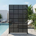 Dovelina 72H x 47W Outdoor Metal Privacy Screen Freestanding Fence Panels in Black for Garden Patio Deck Yard