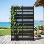 Dovelina 72H x 47W Outdoor Metal Privacy Screen Freestanding Fence Panels in Black for Garden Patio Deck Yard