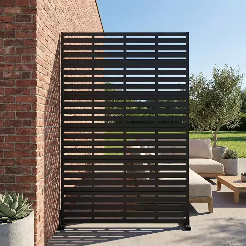 Dovelina 72H x 47W Outdoor Metal Privacy Screen Freestanding Fence Panels in Black for Garden Patio Deck Yard