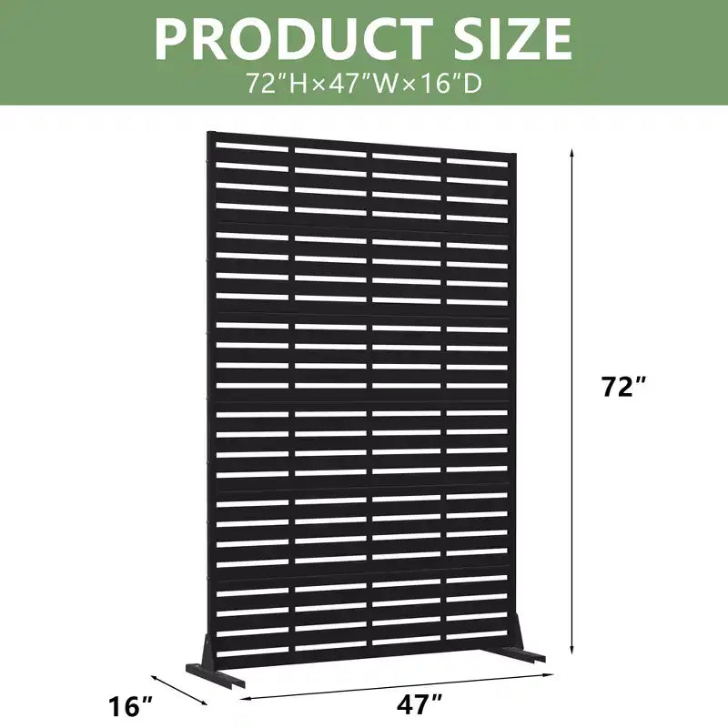 Dovelina 72H x 47W Outdoor Metal Privacy Screen Freestanding Fence Panels in Black for Garden Patio Deck Yard