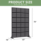 Dovelina 72H x 47W Outdoor Metal Privacy Screen Freestanding Fence Panels in Black for Garden Patio Deck Yard