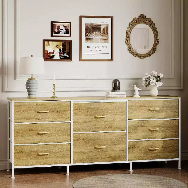 8-Drawer Dresser and TV Stand, Metal Frame Storage Cabinet, Closet Organizer, Easy Assembly, for Bedroom, Living Room, Hallway